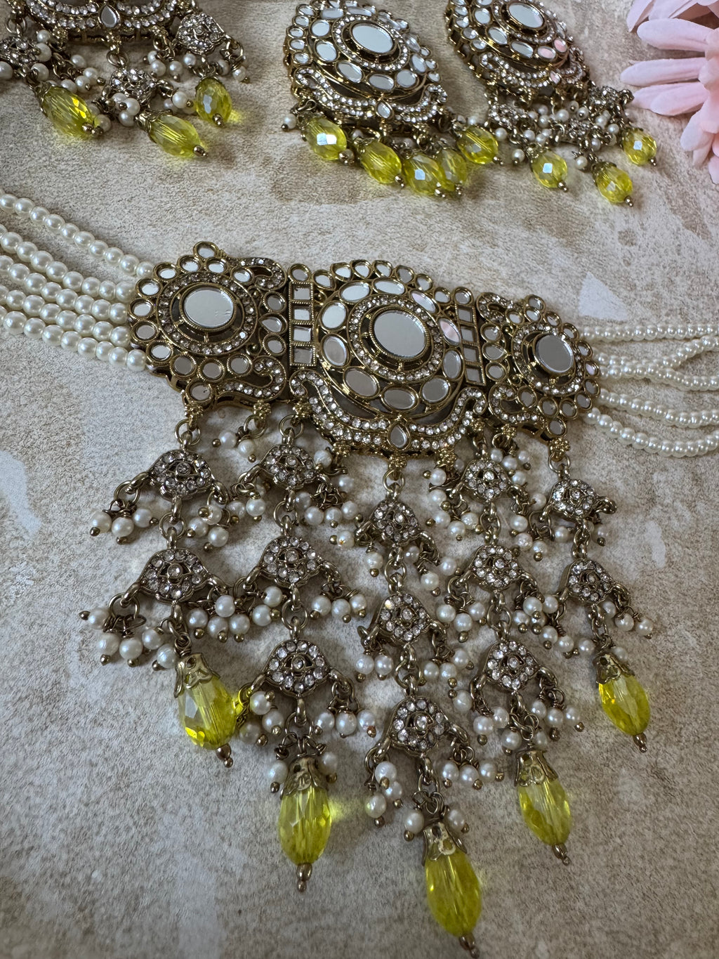 Jhoomar Choker Set (Yellow)