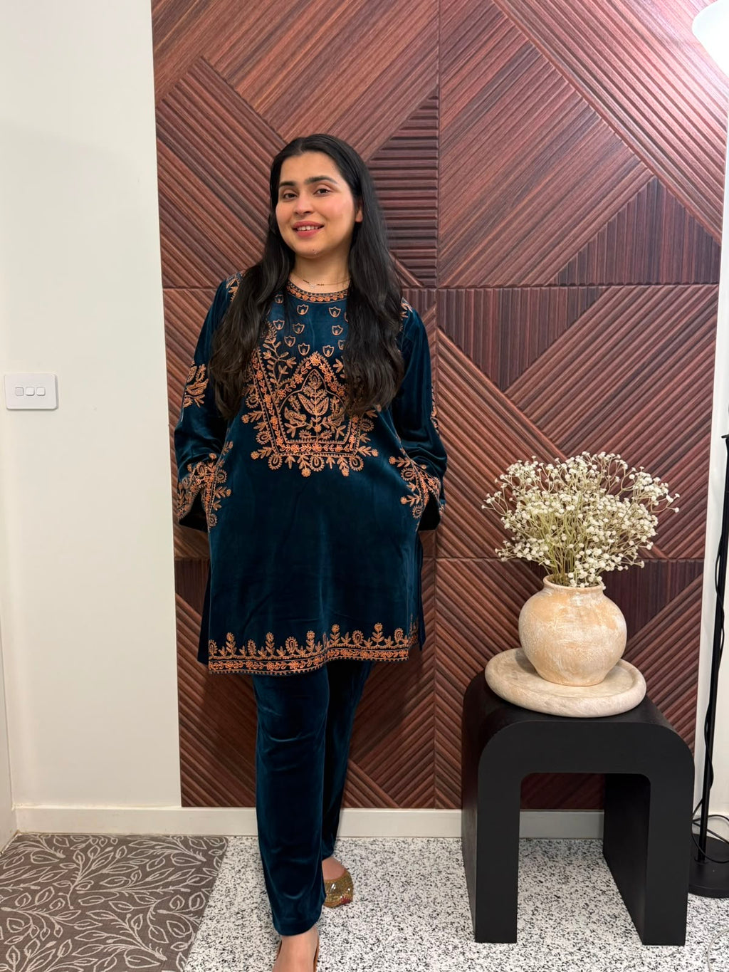 Velvet Kashmiri Cood (Teal )