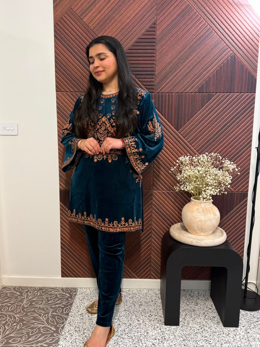 Velvet Kashmiri Cood (Teal )