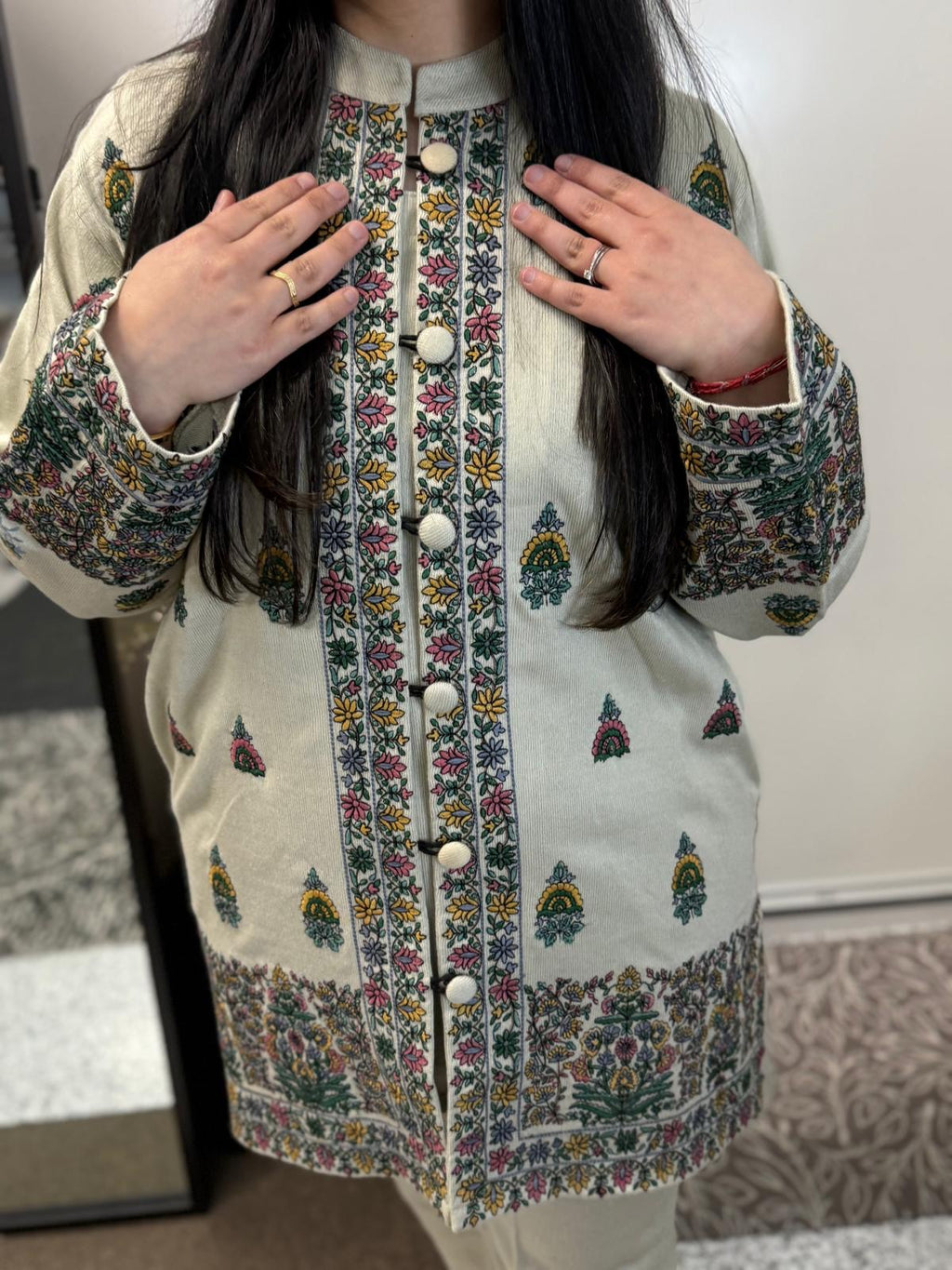 Kashmiri Jacket Style Coord (Ivory)